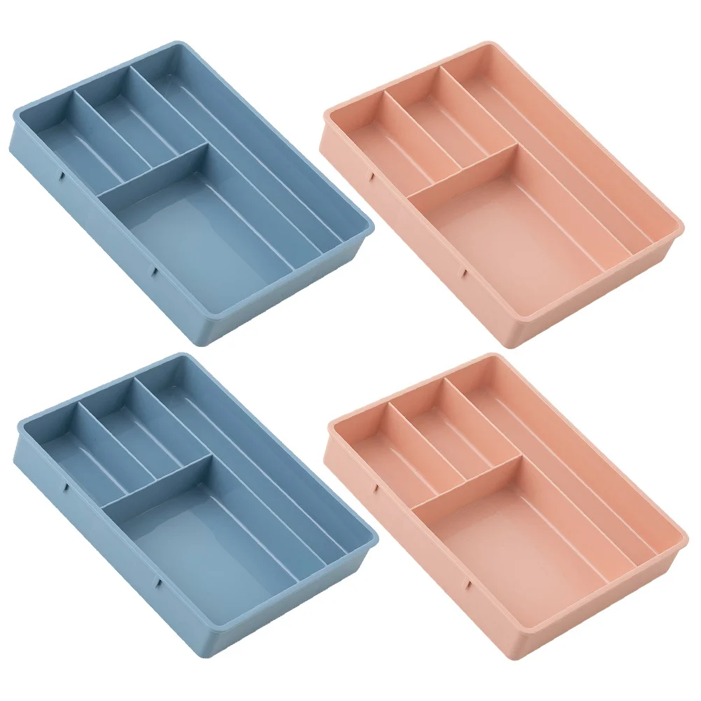 

4Pcs Desk Organizer Storage Boxes Large Capacity Drawer Trays Plastic Dividers for Office Makeup Bedroom Bathroom Cosmetics