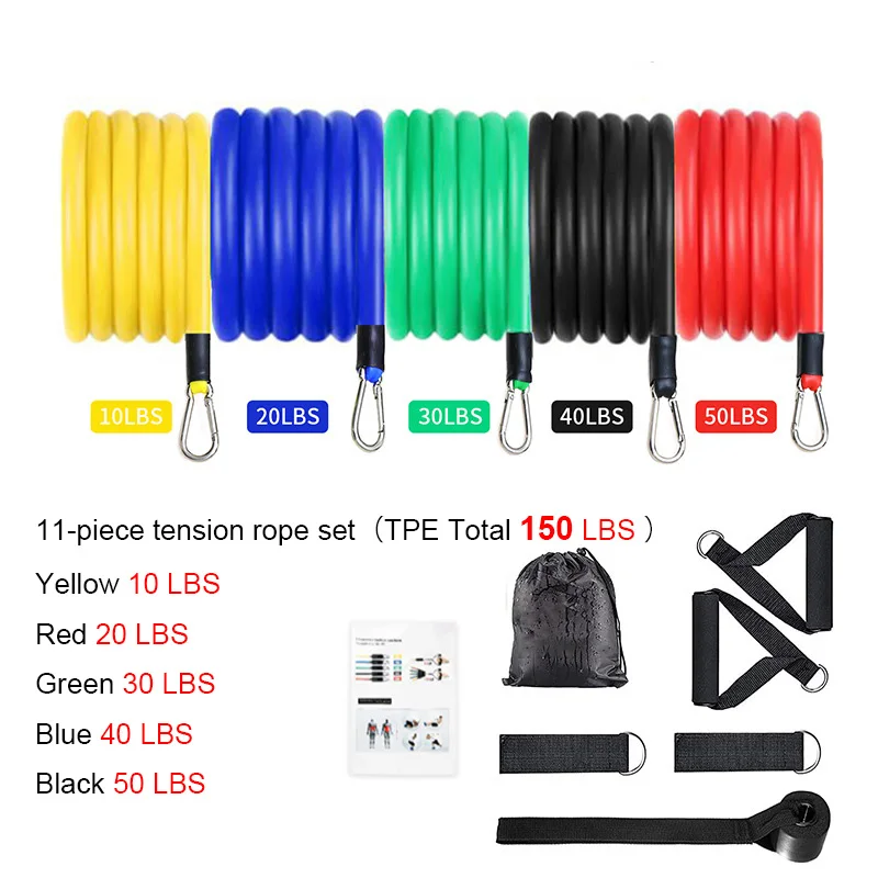 Resistance Bands Set Gym Exercise Bands Handles Door Anchor Resistance Training Workout Bands Strength Training Equipment Home