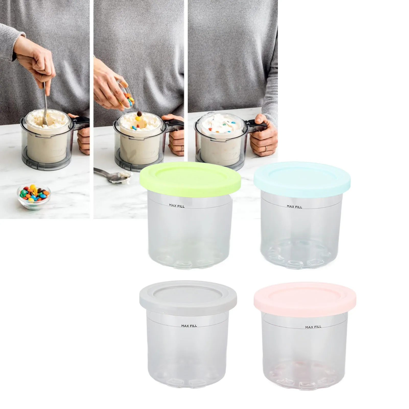 

Ice Cream Container Replacement Plastic Ice Cream Cans Replacement for Ninja NC299AMZ NC300s Series Creami Ice Cream Makers