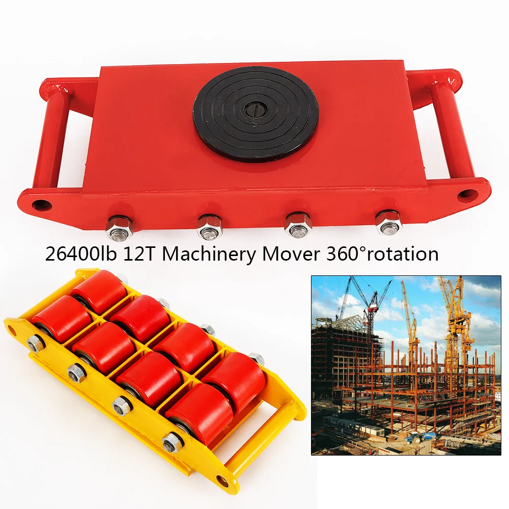 Imagem -04 - Heavy Duty Machine Rolo Dolly Skate Machinery Mover Cargo Trolley 12 Ton 360 °