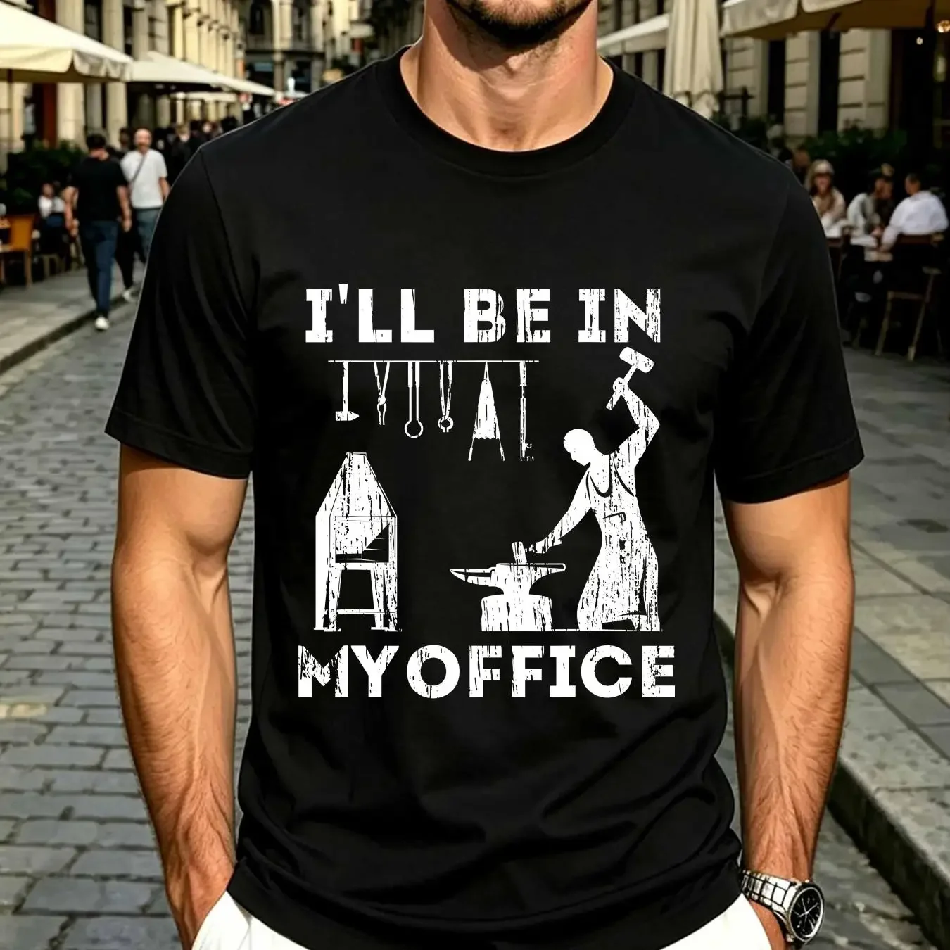 washed T Shirt NEW LIMITED I'll Be In My Office Forging Blacksmith Forge Tools vintage Washed homme Top For Everyday Wear