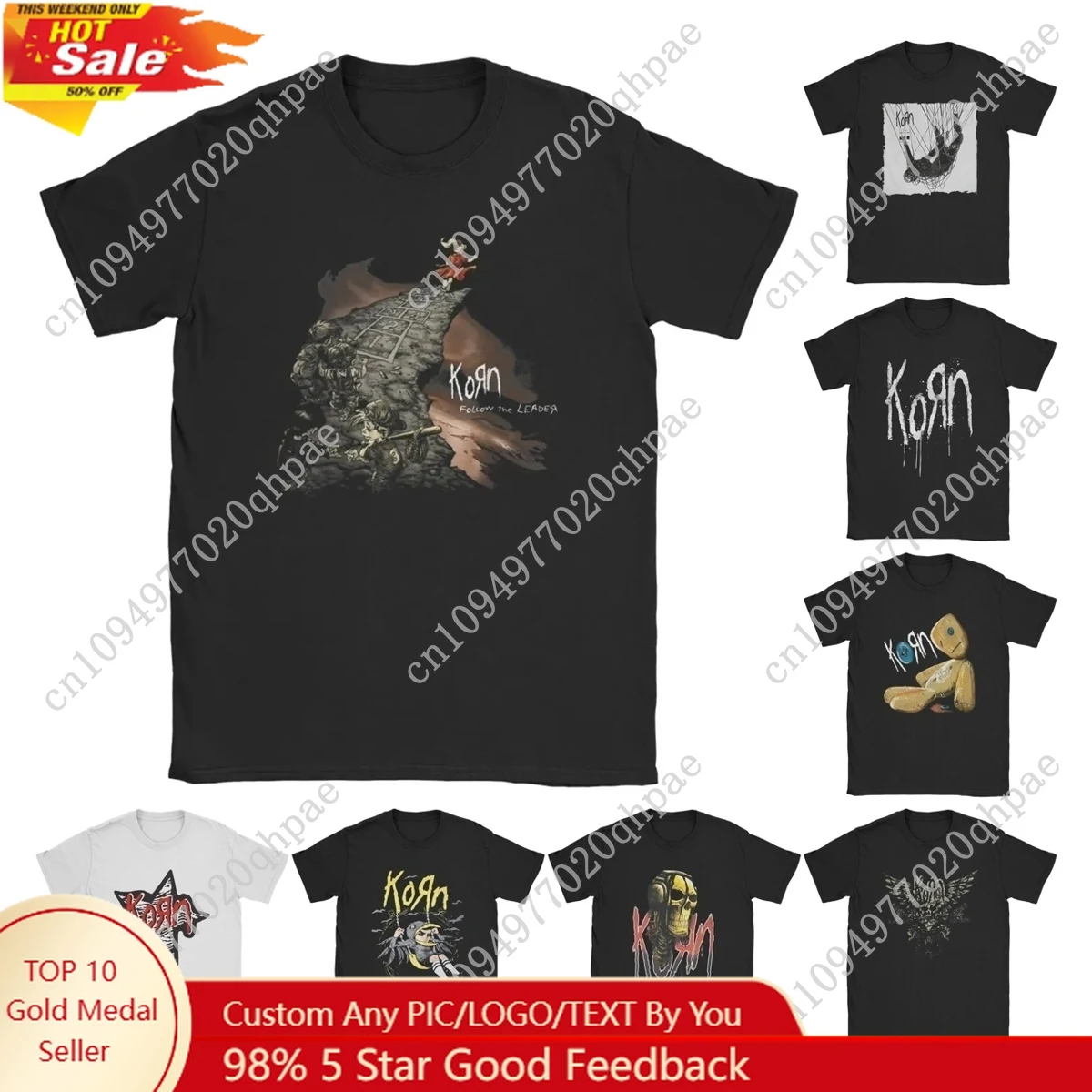 

Korn Follow Cliff Rock Band T-Shirt for Men Follow The Leader Music Funny 100% Cotton Tees Crewneck Short Sleeve T Shirt Print