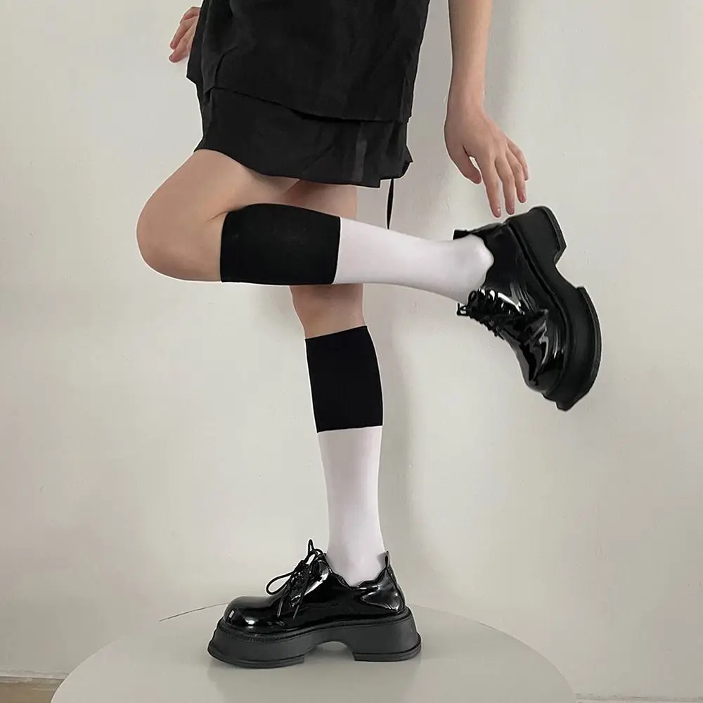 Calcetines Kawaii JK para mujer y niña, medias de pierna para estudiante, medias femeninas de primavera, calcetines de pantorrilla de Color de contraste