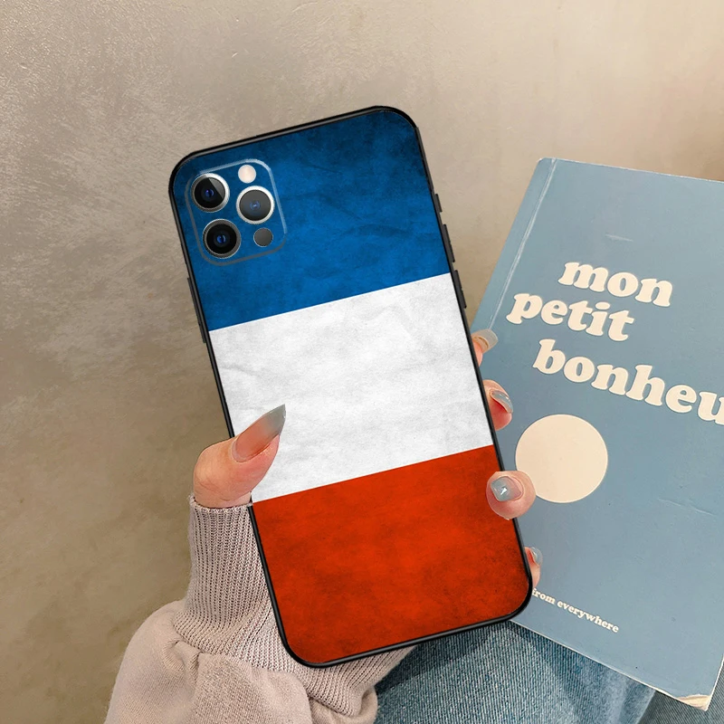حافظة علم فرنسا لهاتف آيفون 17 Air 13 16 15 11 12 14 Pro Max 13 mini XR 15 16 Plus 16e غطاء خلفي شل