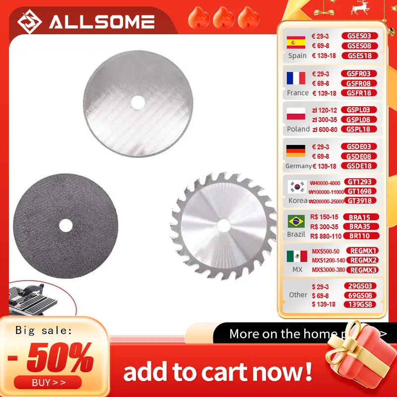 ALLSOME Woodworking Saw Blade 100mm*12.7mm Table Saw Blade  for Stone and Wood