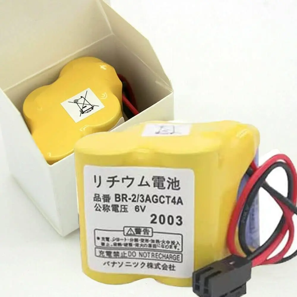 (10-Pack) BR-2/3AGCT4A 6V 4400mAh Replacement Battery for FANUC A98L-0031-0025 CNC System with Black Plug Non-Rechargeable