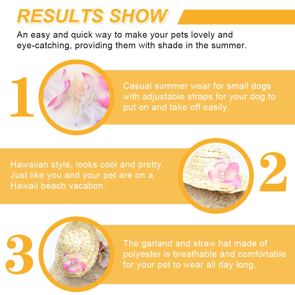 

Hat Garland Adjustable Straps Breathable Comfortable for Small Pets Summer Beach Vacation Pet Dog Cat Hat