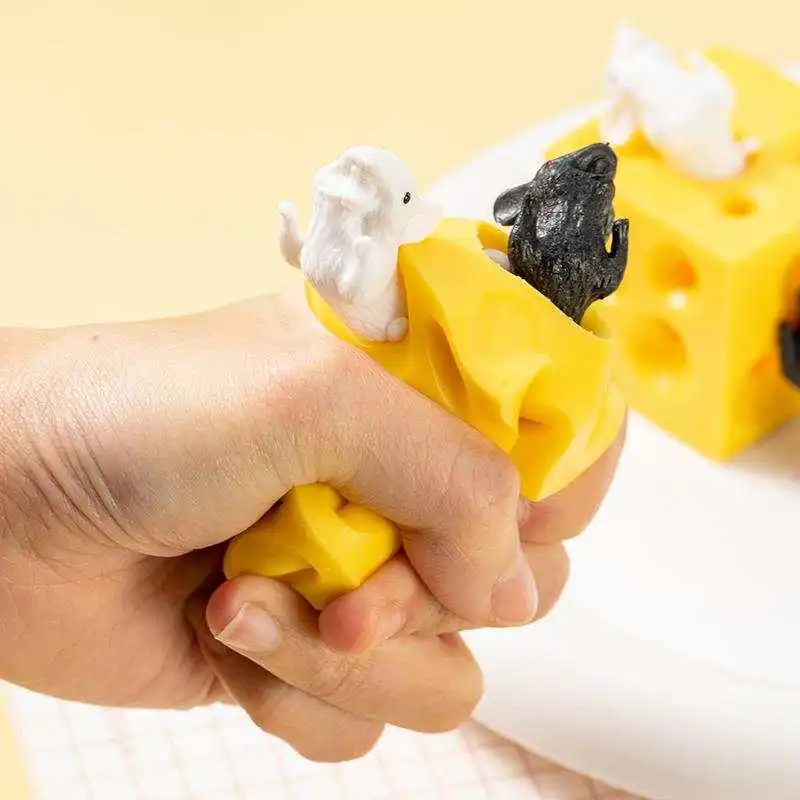 Stretchy Cheese and Mice Stress Relief Squeeze Fidget Toys Birthday Party Favors Stocking Stuffers Gifts For Kids Boys Girls