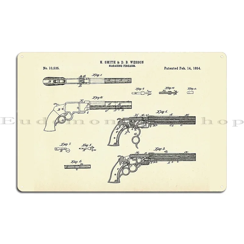 MagazineFirearm 1854 Automatic Machine Rifle-1919 1839 Colt FirearmPatent Metal Club Wall Decor Tin Sign Posters