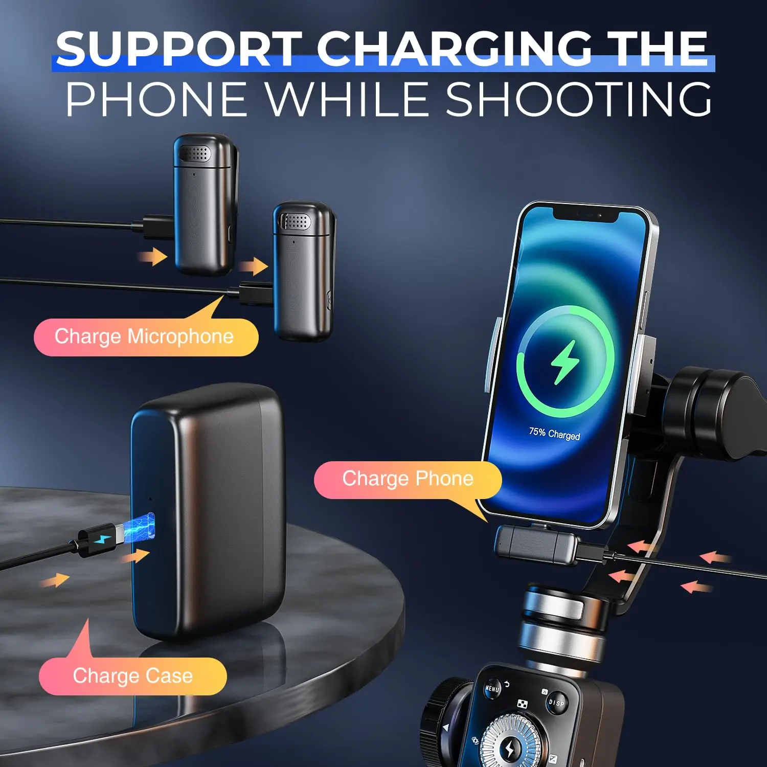 ميكروفون صغير لاسلكي Lavalier Lapel لأجهزة iPhone iPad Tiktok، YouTube، Podcast، Vlog، تسجيل الفيديو، البث المباشر