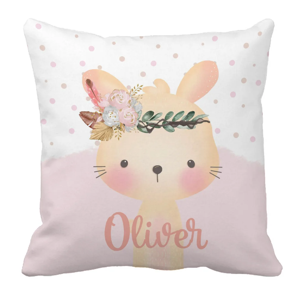 LVYZIHO Boho Bunny Bedding Set, Custom Name Boho Bunny Bedding Set,Baby Shower Gift Bedding Set