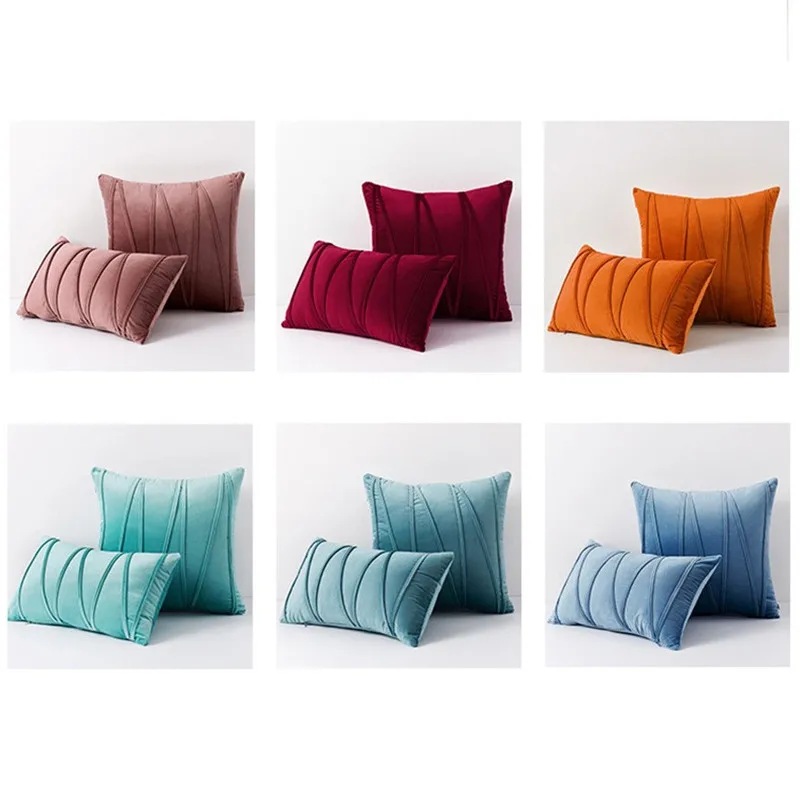 Nordic Cushion Cover Pillow Case Velvet Striped Striped Pillow Cover Bedroom Living Room Chair European Sofa Pillow Cover Home