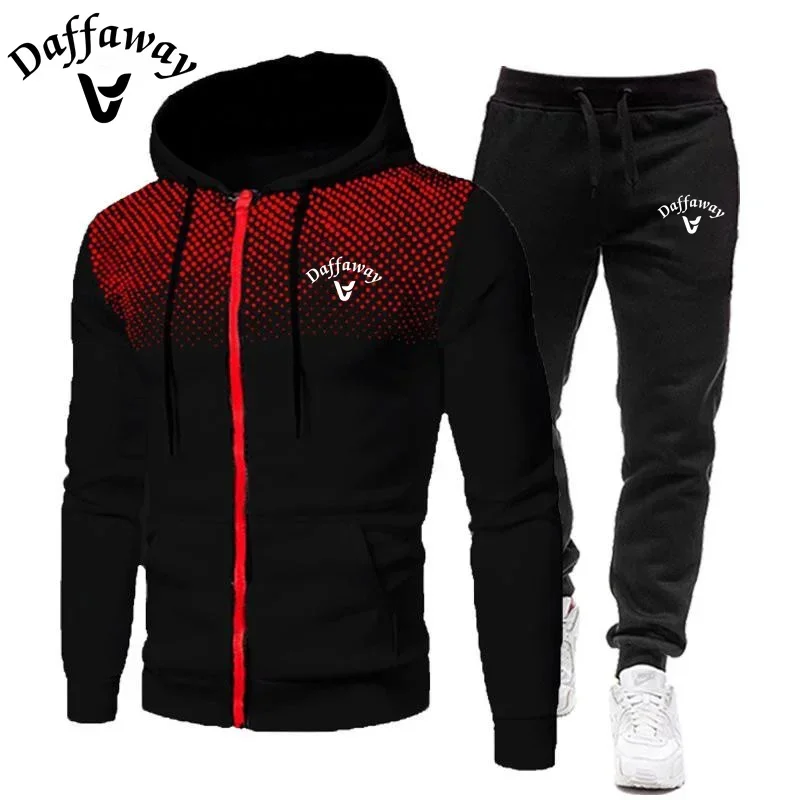 Men\'s autumn and winter zipper wool men\'s sportswear hooded sweatshirt pants sportswear two-piece set sportswear2024new