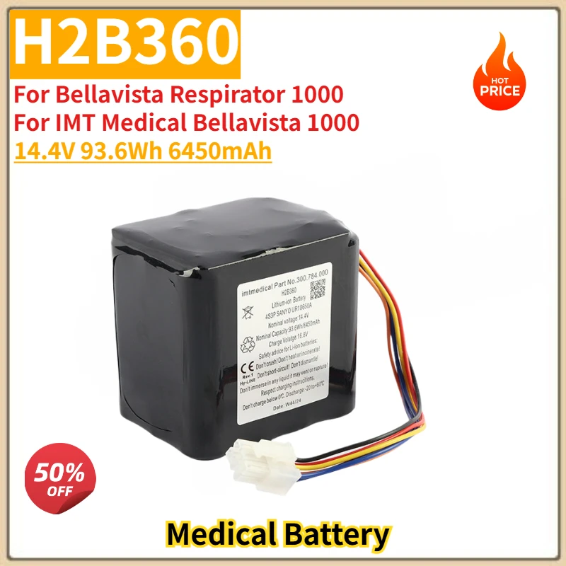 Brand New H2B360 High Quality Medical Battery 14.4V 6450mAh for Bellavista Respirator 1000 For IMT Medical Bellavista 1000