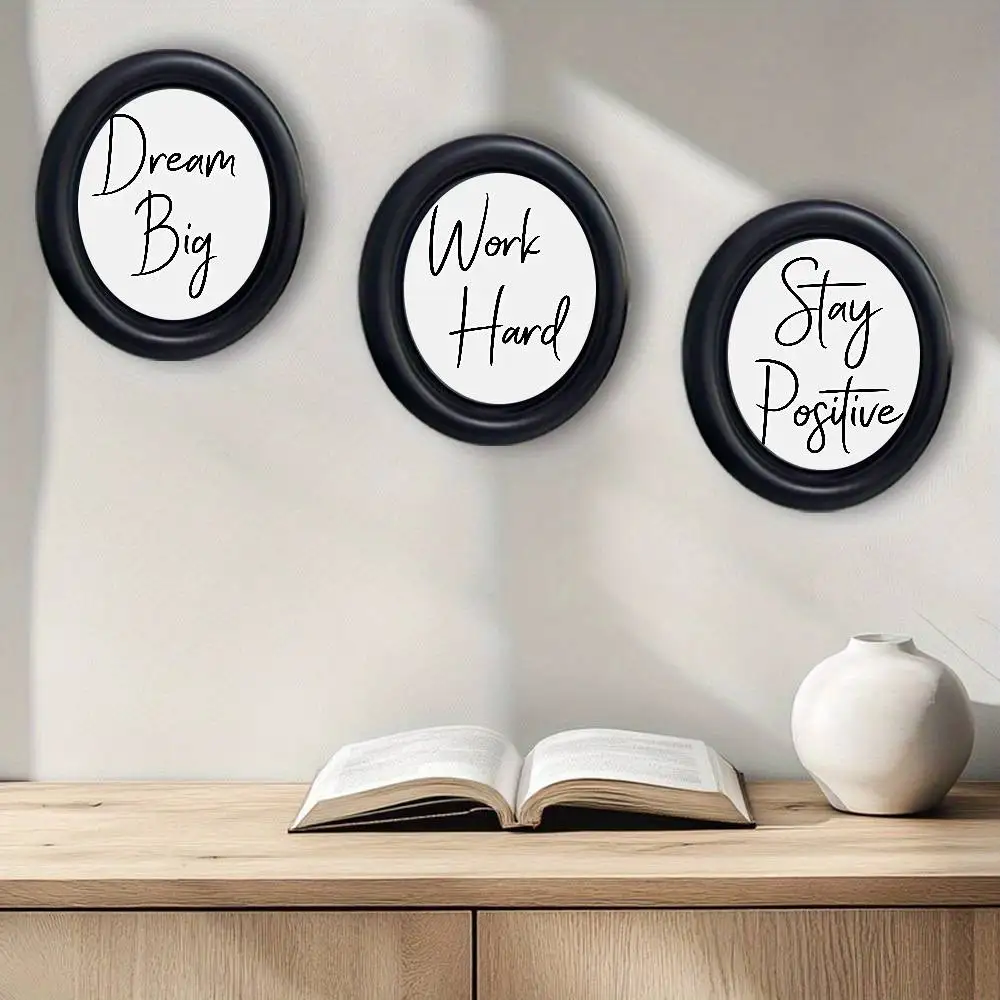 Brush Style Inspirational Words Stylish Wooden Elliptical Photo Frame, Perfect for Home & Holiday Decoration, Great Gift Choice