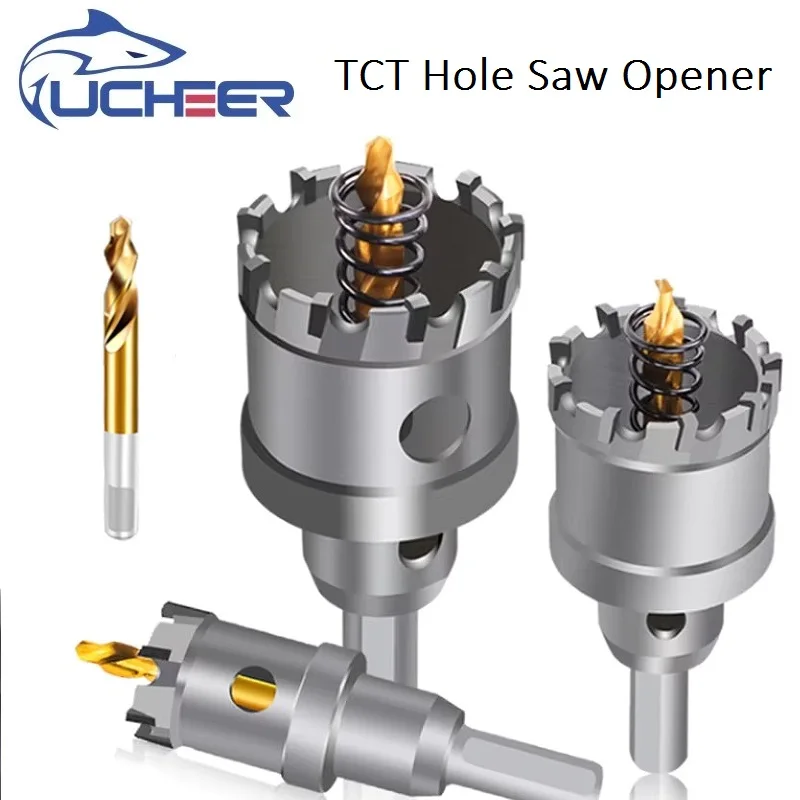 UCHEER 1pc TCT Hole Saw Kit Stainless Steel Hole Opener Wood Hole Opener Expandable Drill Bit Drilling Power Tools