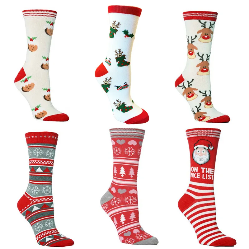 New Christmas Socks Elk Women Men's Socks New Year Personality Mid tub Socks Christmas Cotton Kriss Kringle Gift Cotton