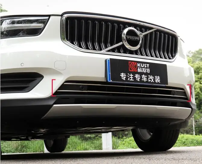 For VOLVO XC40 2018 2019 2020 2021 2022 2023 Stainless Steel Car Front Bumper Following Racing Grills Grille Around Trim Cover