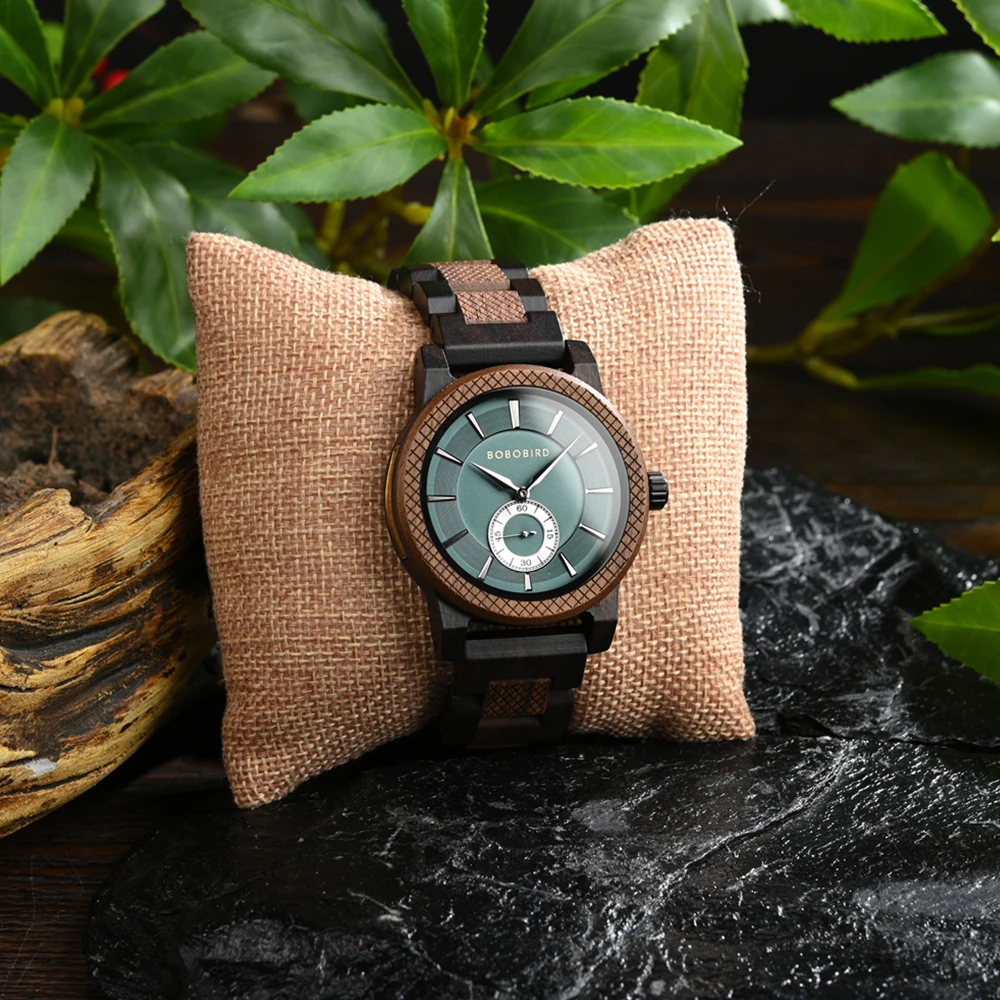 BOBOBIRD-Reloj de madera de cuarzo para hombre, nuevo accesorio de pulsera de negocios a la moda, relojes grabados con logotipo personalizado, gran caja de regalo de cumpleaños