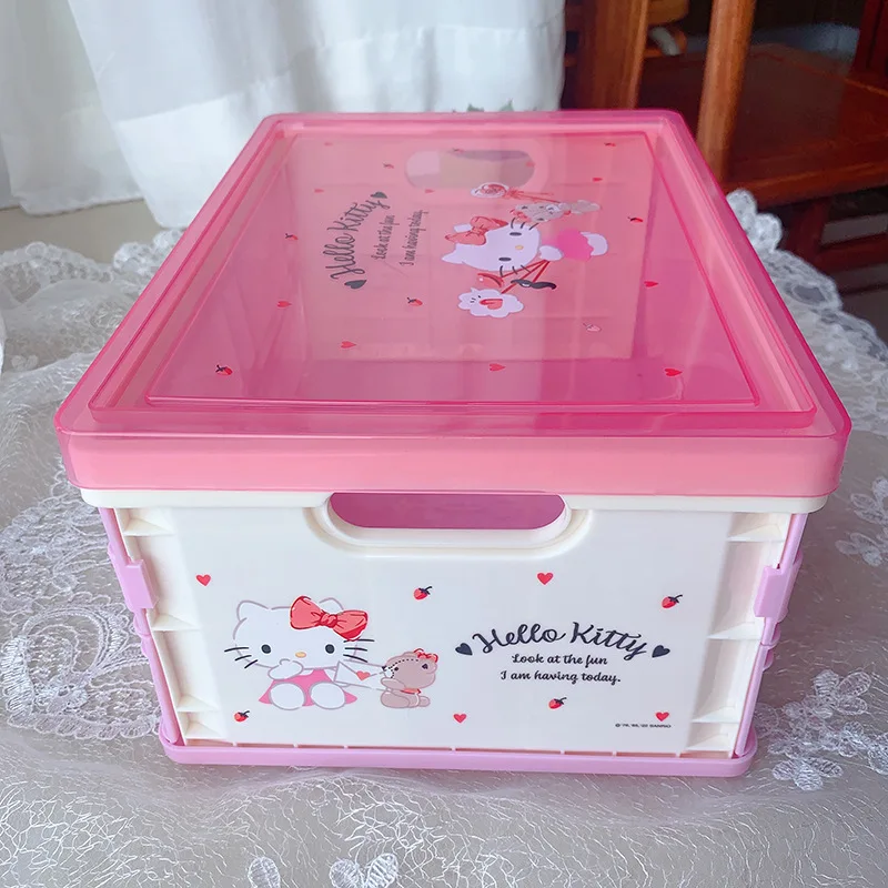 New Sanrio Storage Box Japanese Cute Hello Kitty Mymelody Kuromi Foldable Cosmetic Box Kawaii Cartoon Children\'s Toy Sorting Box