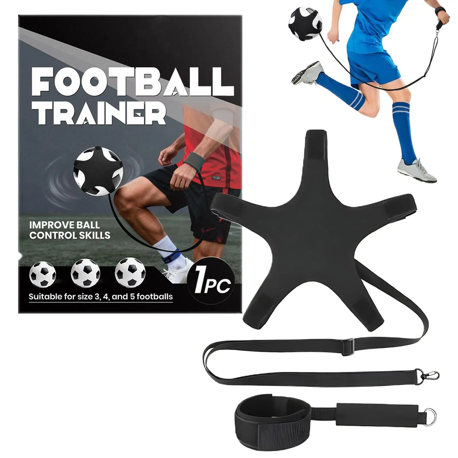 Alat Latihan Sepak Bola dengan Tali dan Gelang yang Dapat Disesuaikan, Alat Bantu Latihan Sepak Bola untuk Anak Laki-laki dan Perempuan, untuk Dalam Ruangan dan Halaman Belakang