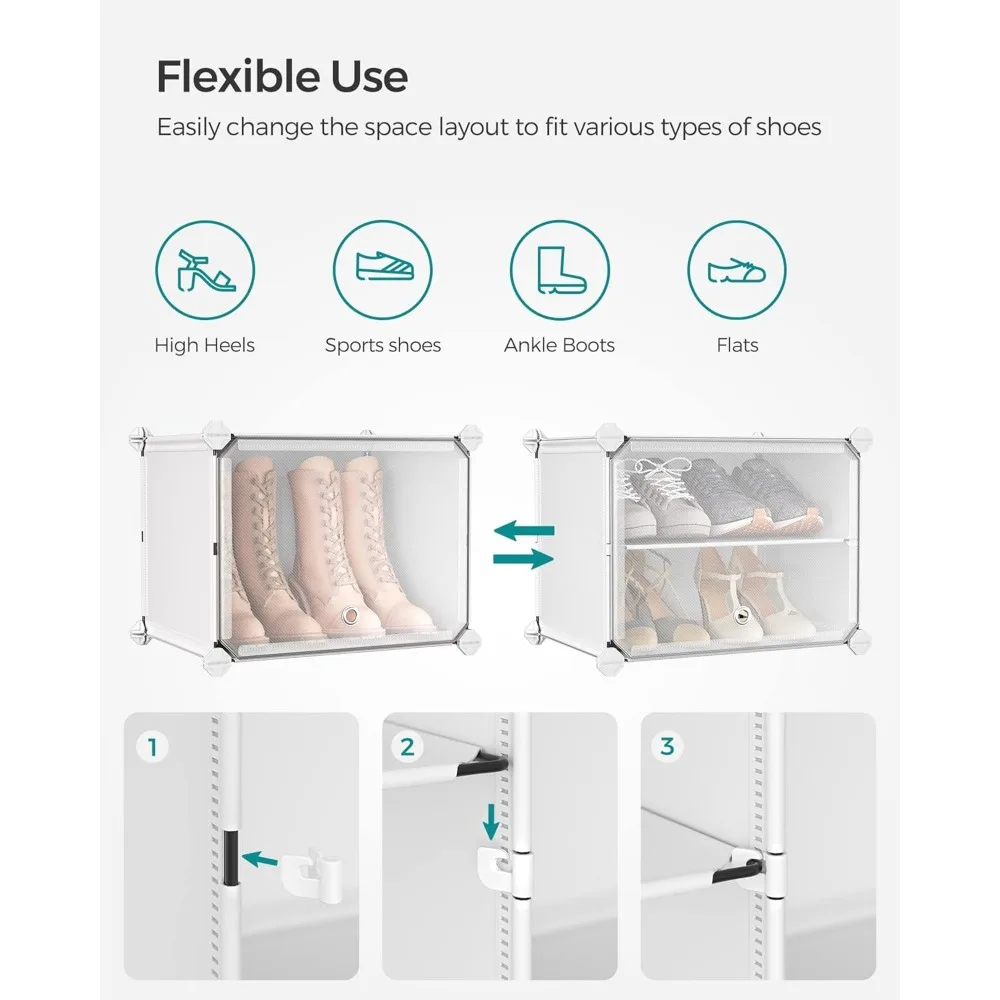 Meuble de rangement en plastique pour chaussures T1, 10 cubes, portes, 40 paires, pour chambre à coucher, entrée, cadre en acier