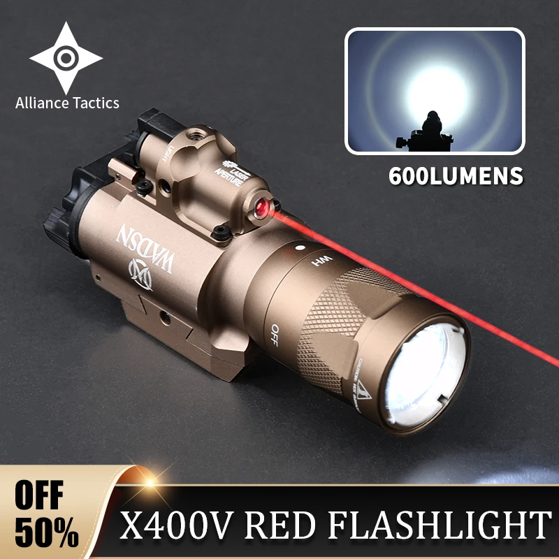 

Surefir X400 X400V Tactical Airsoft Strobe Flashlight 600 Lumen Pistol Hunting Scout Weapon Light Red Dot Laser For 20mm Rail