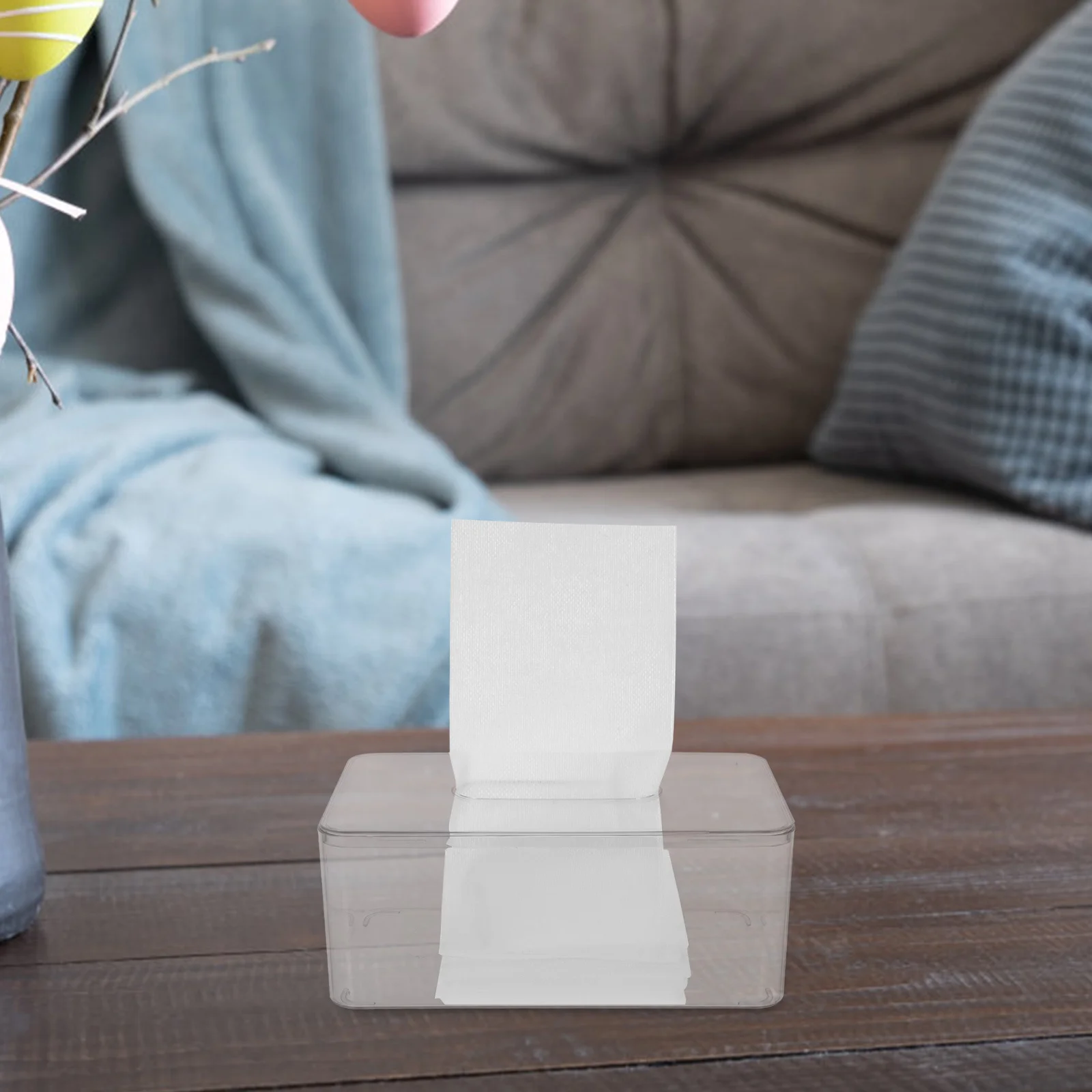 

Clear Plastic Tissue Box Holder Transparent Napkin Dispenser Organizer for Living Room Office Dining Table Tissue Organizer
