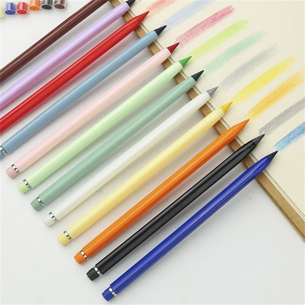 12-color Erasable Colored Pencils for Children, Student Drawing Pencils, Refillable Without Sharpening,Sturdy and Durable 14.5cm