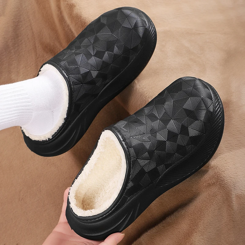 

Men and Women, Autumn and Winter, Closed Heel, 2025 New Model, Indoor Non-Slip, Fleece-Lined, Warm Cotton Shoes for Outdoor Wear