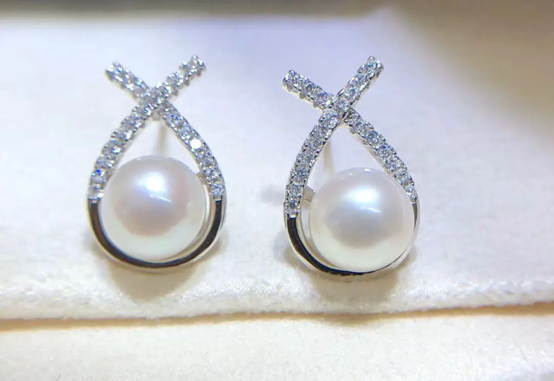 

Оптовая продажа, серьги из стерлингового серебра S925, фурнитура для крепления, базовые монтажные детали, аксессуар для жемчуга 8-10 мм, 5 пар/лот