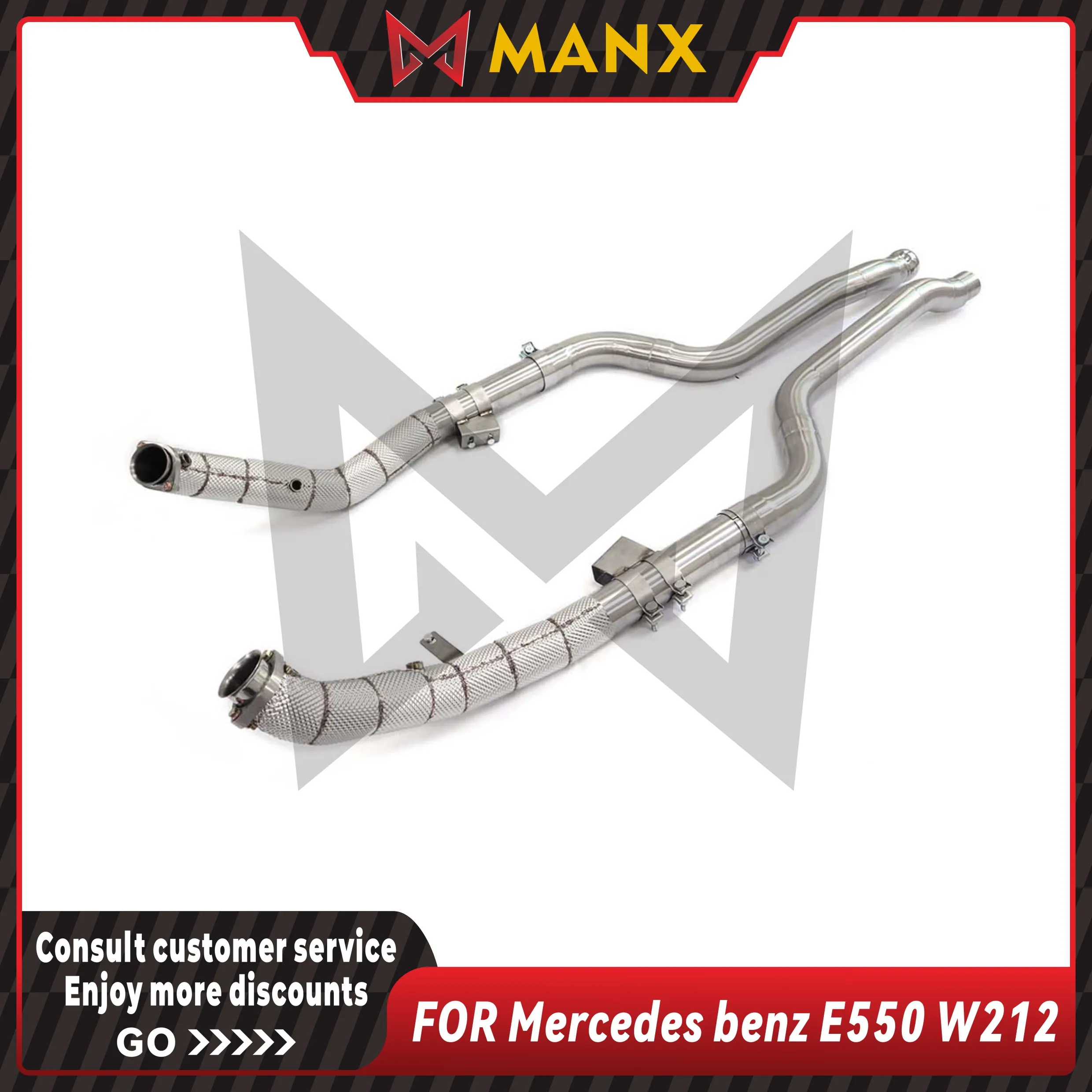 Suitable for Mercedes benz E550 W212 76mm Stainless steel Downpipe High Flow Performance Exhaust fitting Lossless installation