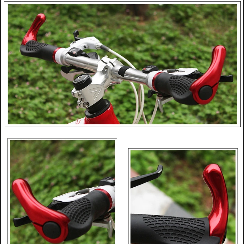 Bicycle Grip Handlebar End Cap Aluminium Alloy Lock Mountain Handle Bar Grip Bike Anti-Skid Rubber Bicycle Skid-Proof Grips