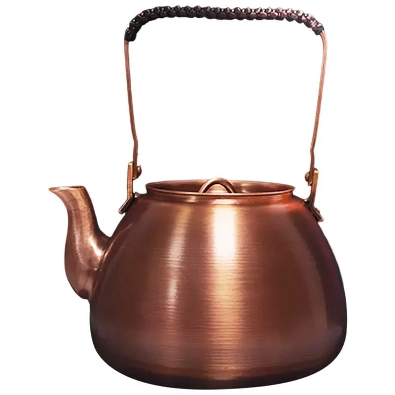 Vintage Copper Teapot, Handmade Copper Kettle, Round Stove Boiling Tea Kettle, Household Handle Pot, 1L