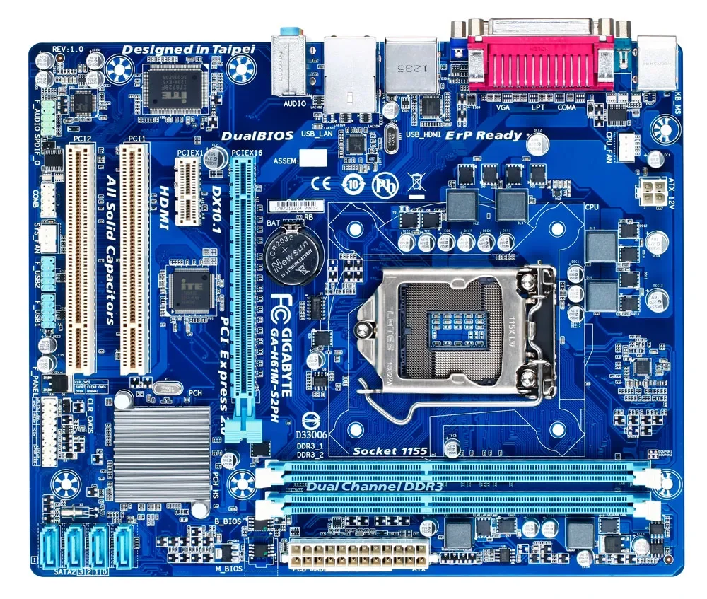 

GA-H61M-S2PH Motherboard Intel H61 Chipset LGA 1155 Socket DDR4 RAM ATX Form Factor for Server Use New Product Double SATA