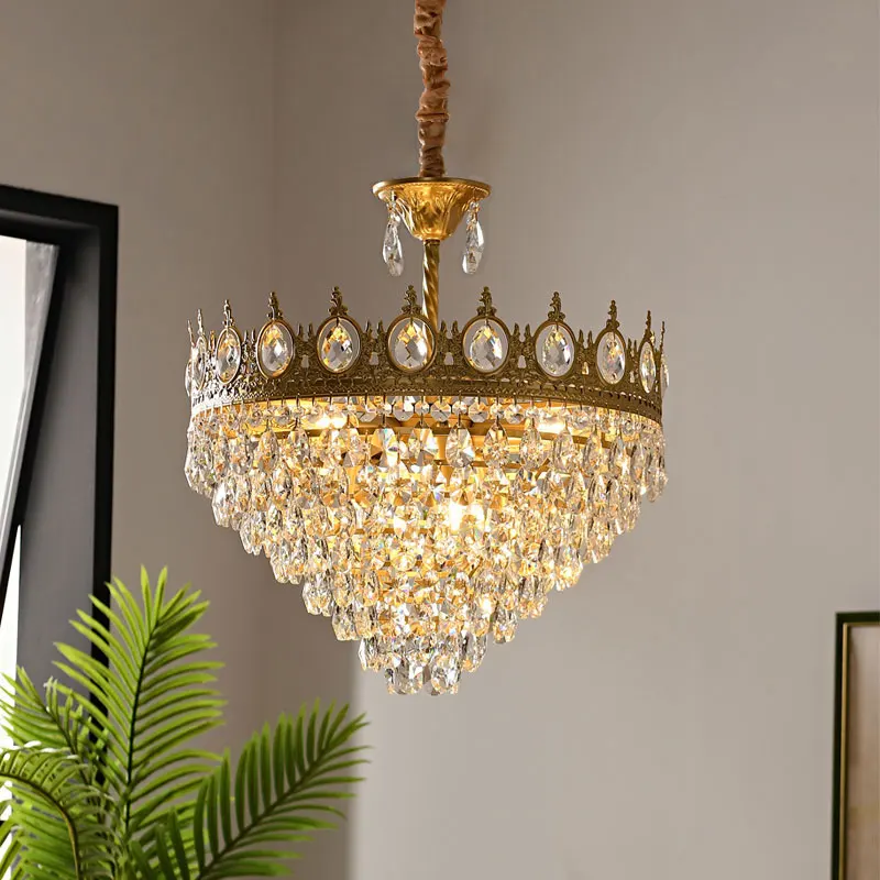 

American Style Hallway Balcony Crystal Small Chandelier Light Luxury Bedroom Cloakroom Hallway Light