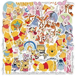 50pcsディズニーウィニーキッズ用のプーさんのステッカーかわいいアニメデカールクラシックおもちゃのためのノートブックスクラップブッキングステッカー 12ベストセールスウィニーザプー壁ステッカー-3