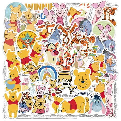 50pcs Disney Winnie the Pooh Stickers For Kids Cute Anime Decals Classic Toys For Luggage Notebook Scrapbooking Sticker