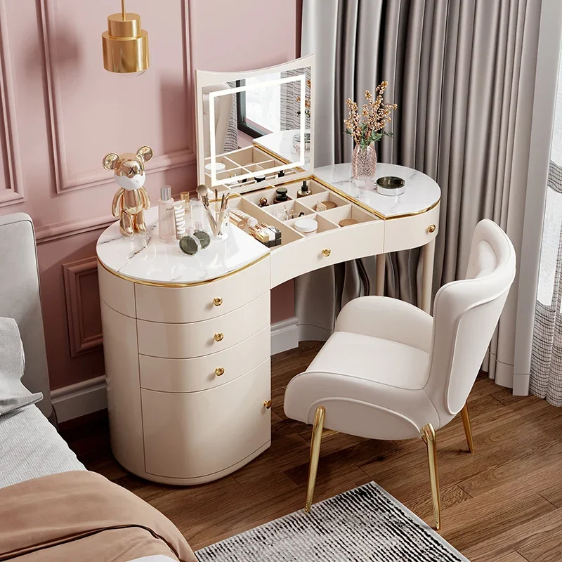 

Handles Drawers Vanity Table Luxury Modern Drawers Lights Vanity Table Storage Makeup Tocador Maquillaje Livingroom Furniture