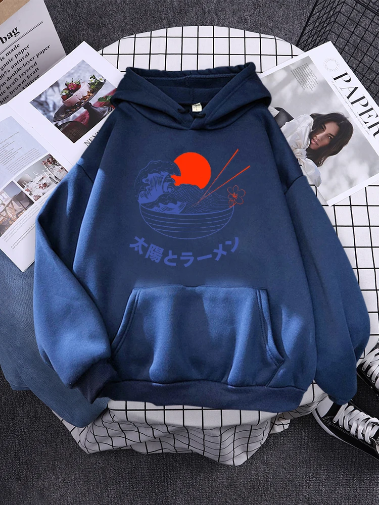 Jappan Weave Great Ramen & Sun Women Hoodie Street Aesthetic Sweatshirt Harajuku Basictracksuit Korean Fleece Female Streetwear