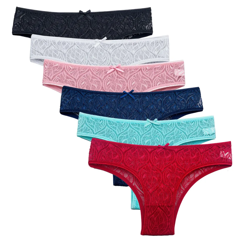 5 Pcs/Set Female Bikini Underwear Lace Briefs Women Transparent Panties Ladies Lingerie