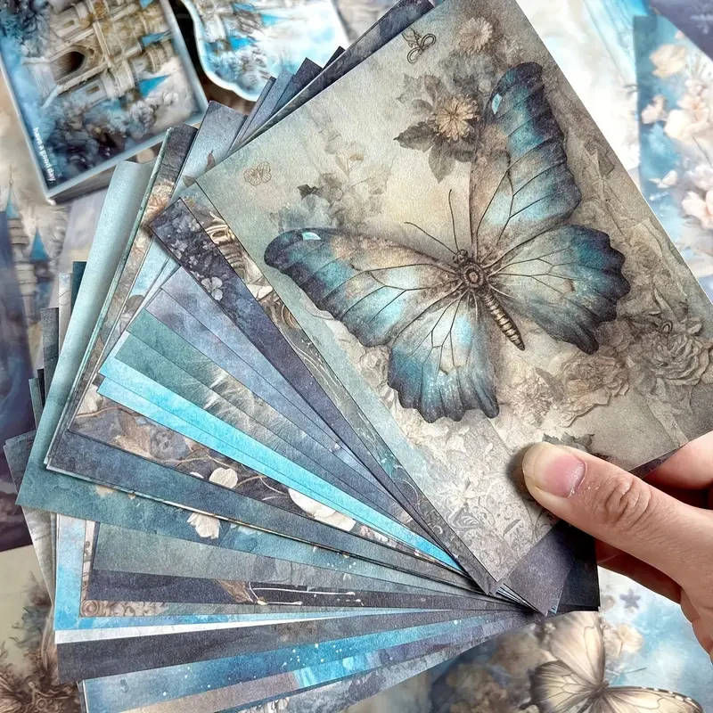 

50 Sheets Retro Pattern Book Material Journal Paper No Sticky Background Paper Handbook Material Card