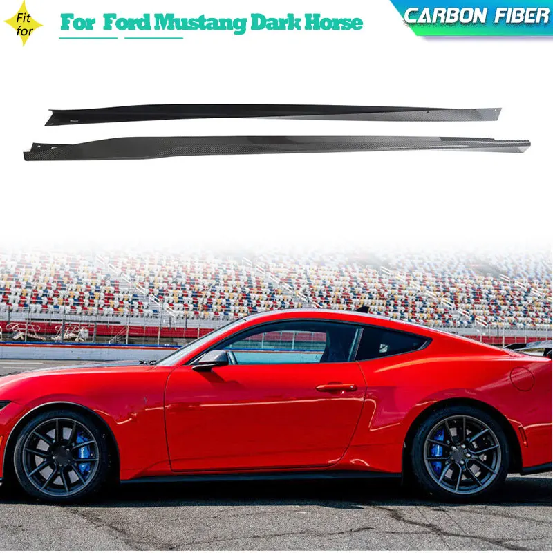 

Carbon Fiber Car Side Skirts Extensions For Ford Mustang Dark Horse GT Coupe 2-Door 2024 Side Door Skirts Apron Lip Body Kits