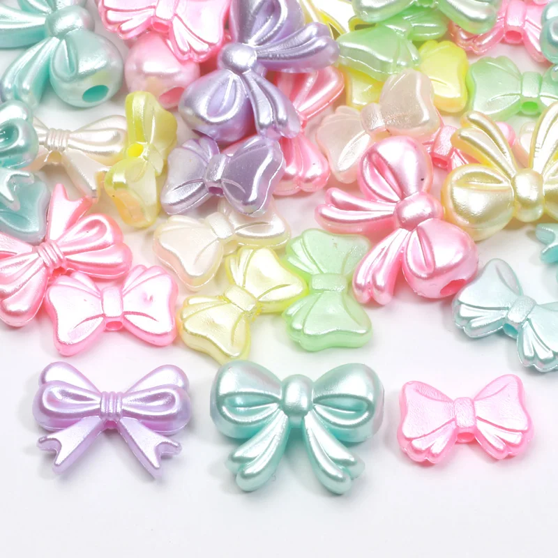 50pcs Colorful Shiny Bowknot Beads Bow Tie Spacer Acrylic Beads For Jewelry Making Diy Bracelet Necklace Earrings Handicrafts