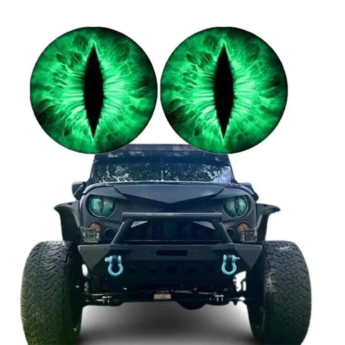 2Pcs Monster Devil Eyes Car Headlight Decals Waterproof Vinyl Stickers Motorcycle SUV Truck Window Body Halloween Decor