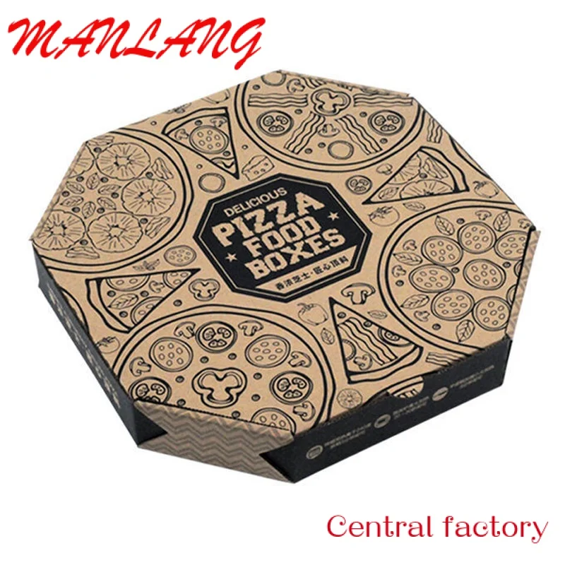 Billige wieder verwendbare Sechseck Achteck 33x33 Pizza Liefer boxen individuell bedruckt 10 14 18 Zoll runde Pizza Packbox