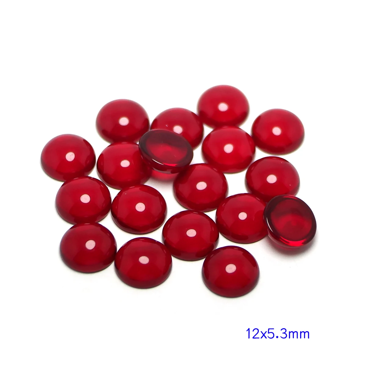20pcs Red Transparent Glazed Stone,Cabochon 6-10mm 12mm Round Polished Flat Back Stone,Jewelry  Making,Accessories For Earrings