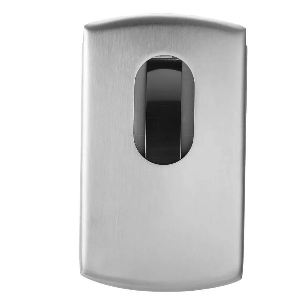 Stainless Steel Business Card Holder Portable Hand Push Type Business Card Organizer Slideout Mechanism Slim Design