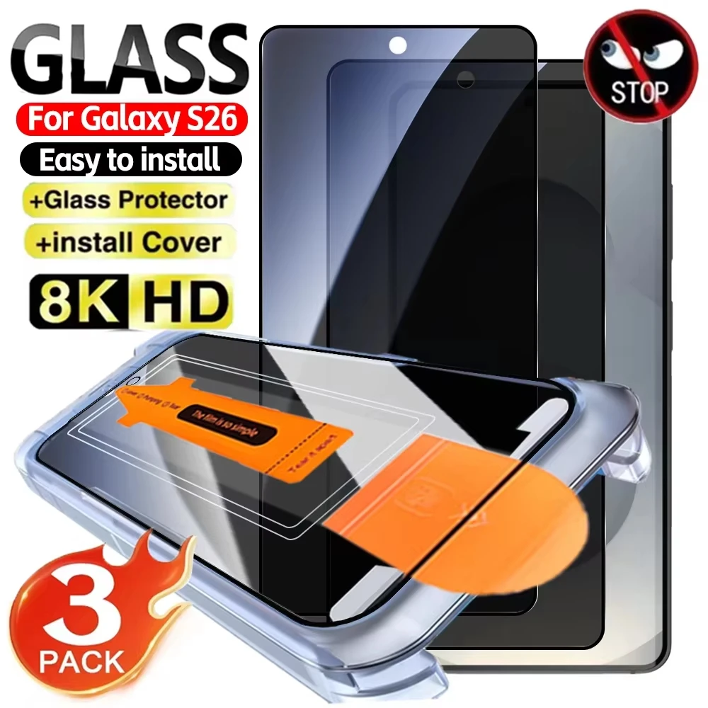

Защитное стекло Privacy для Samsung Galaxy S25 S26 Ultra Edge S24 S23 S22 S21 Plus с функцией разблокировки по отпечатку пальца и защитой от подглядывания