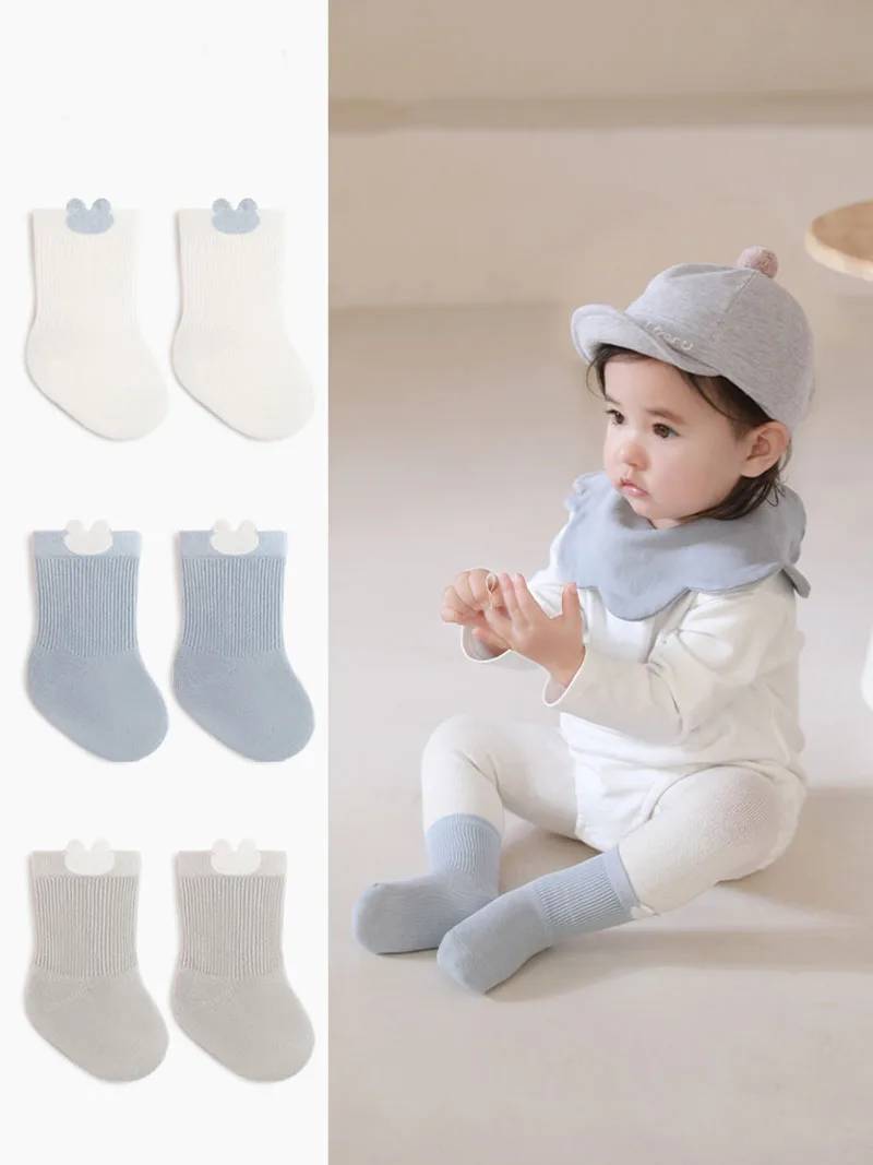 3 Pairs/Lot MILANCEL New Spring Kids In Tube Socks 0-5T Baby Cute Bear Love Socks Children Girls Color Blocked Socks